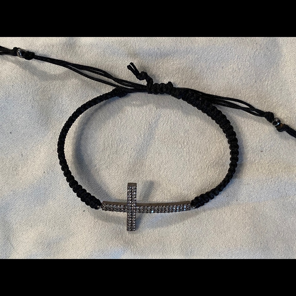 Black braided cross bracelet